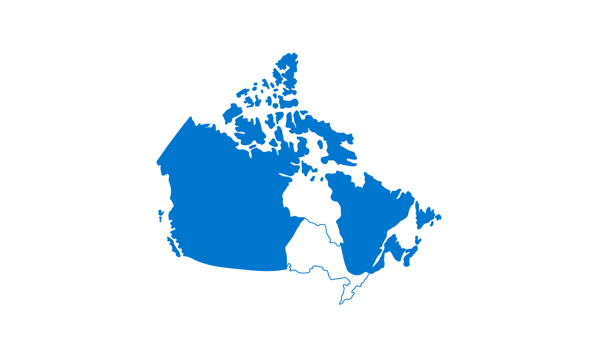 Out of Province map of canada filled in except ontario
